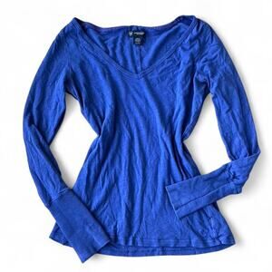 Vintage American Eagle Bluish Purple V-Neck Long Sleeve Top – Size Large